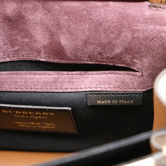 Burberry Macken Crossbody House Derby Check Tan Leather New - Picture 9 of 9